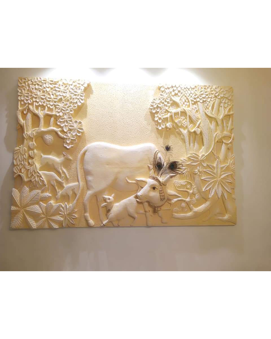 Riddhi Siddhi Art Creations - Golden Illuminated Raas Leela Group Relief Mural